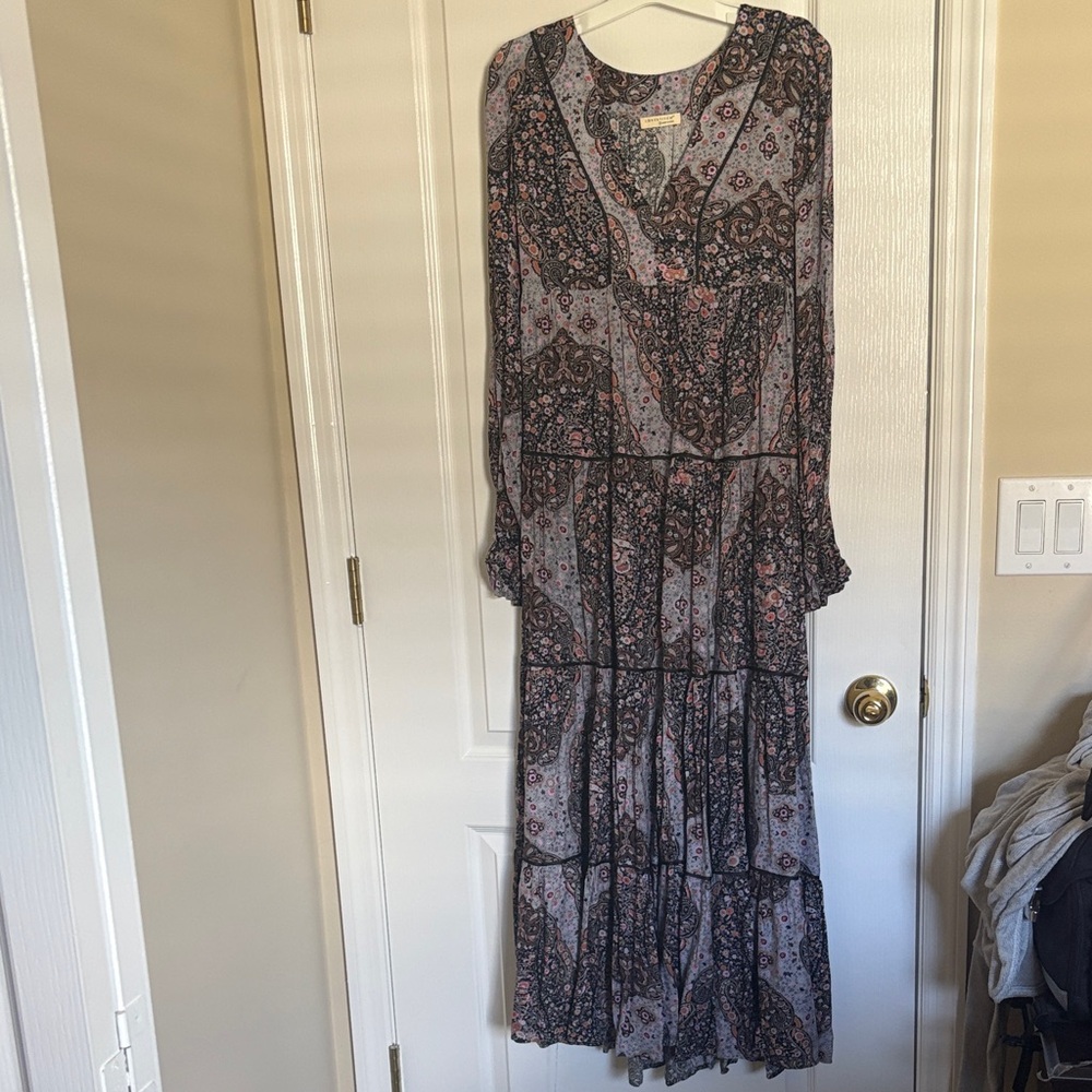 Lovestitch Bohemian Cottage core Long Sleeve Paisley Pattern Dress